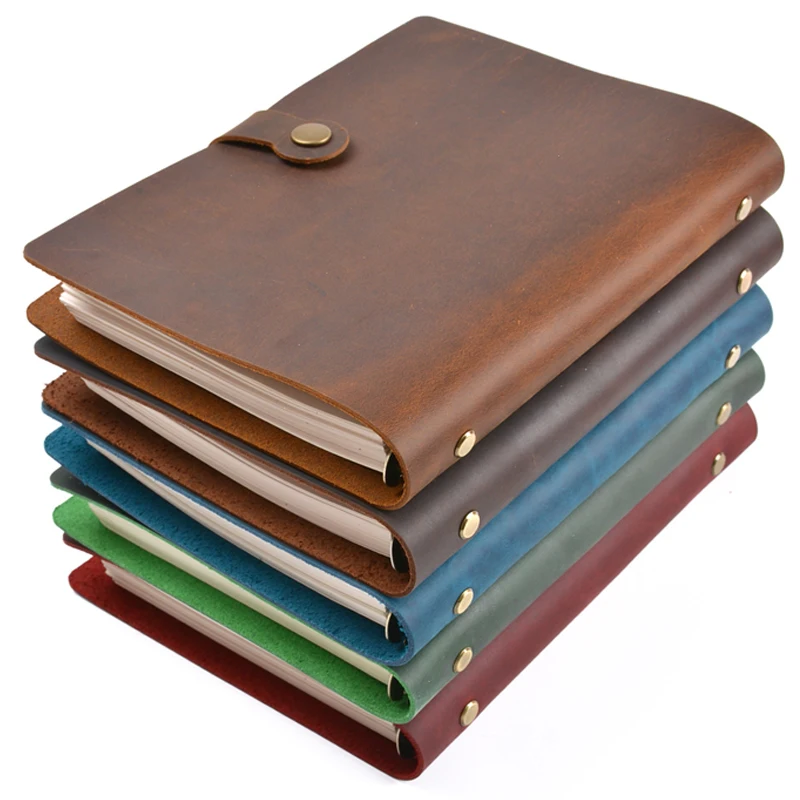 Handmade Traditional Real Leather Note Book A5 Loose-leaf Paper Cowhide Cover Notebook Planner Organizer Sketchbook Stationery