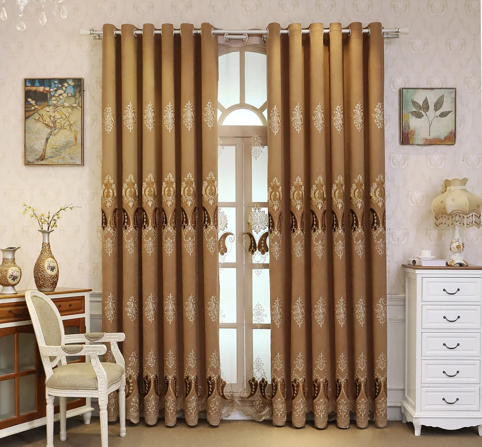 

European Luxury Embroidered Curtains for Living Room Window Treatments for Bedroom Coffee Blinds Drapes Decor Customized