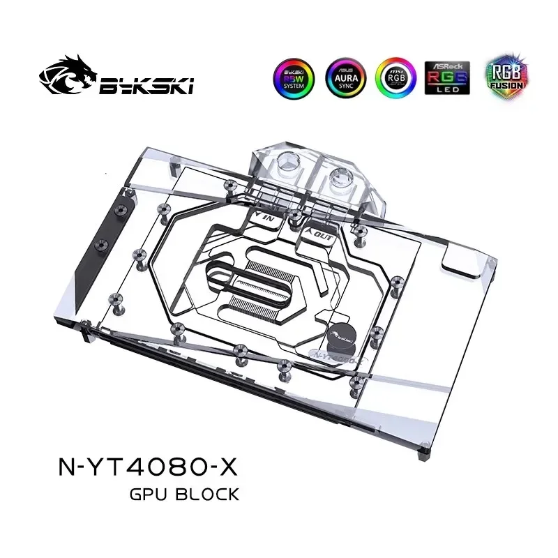 Фото Водоблок Bykski для видеокарты Yeston GeForce RTX 4080 16G D6X SUGAR / Медный охлаждающий радиатор RGB SYNC N-YT4080-X №3