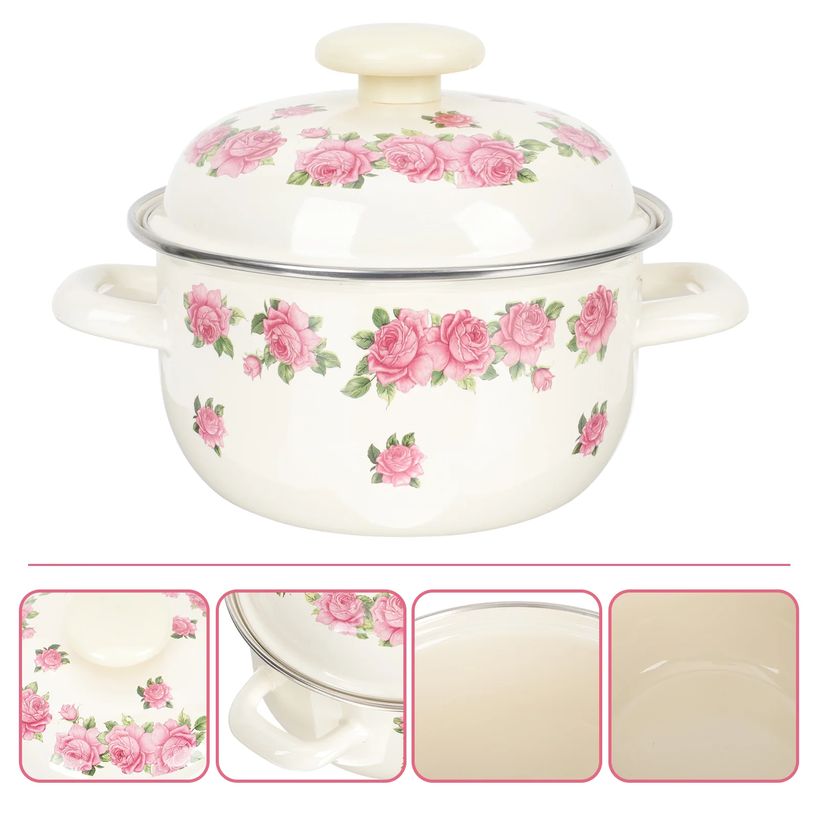 

Double-handle Milk Pot Non-stick Saucepan Enamel Cooking Pot Stovetop Milk Pot Food Heating Pot