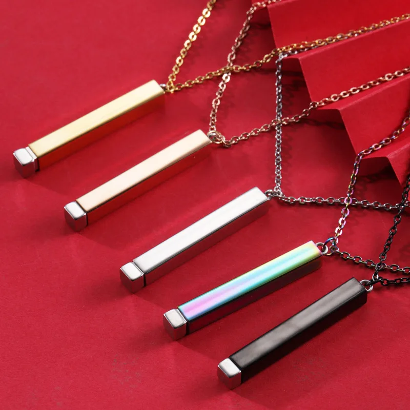 

Rumnvnty 5Pcs Hidden Pendant Necklace Mirror Polish Stainless Steel Cable Chain Necklace For Women's Men's Lovers Fashion Gifts