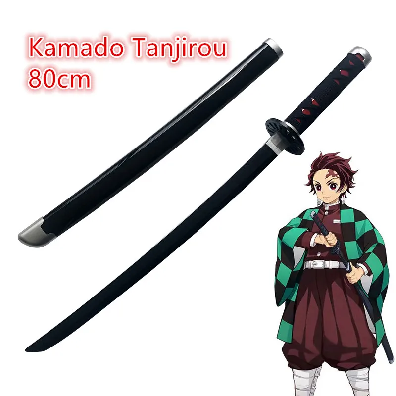 

1:1 Kimetsu no Yaiba Sword Weapon Demon Slayer Kamado Tanjirou Cosplay Sword Anime Ninja Knife wood toy 80cm