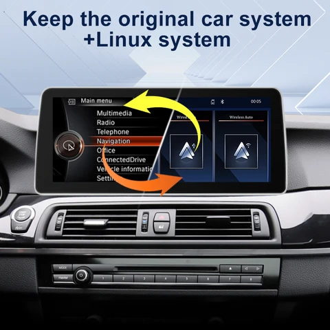 Заводская цена 12,3-дюймовый экран дисплея для BMW 5 серии F10 F11 CIC NBT Wireless Carplay Android Auto Автомобильный мультимедийный видеоплеер