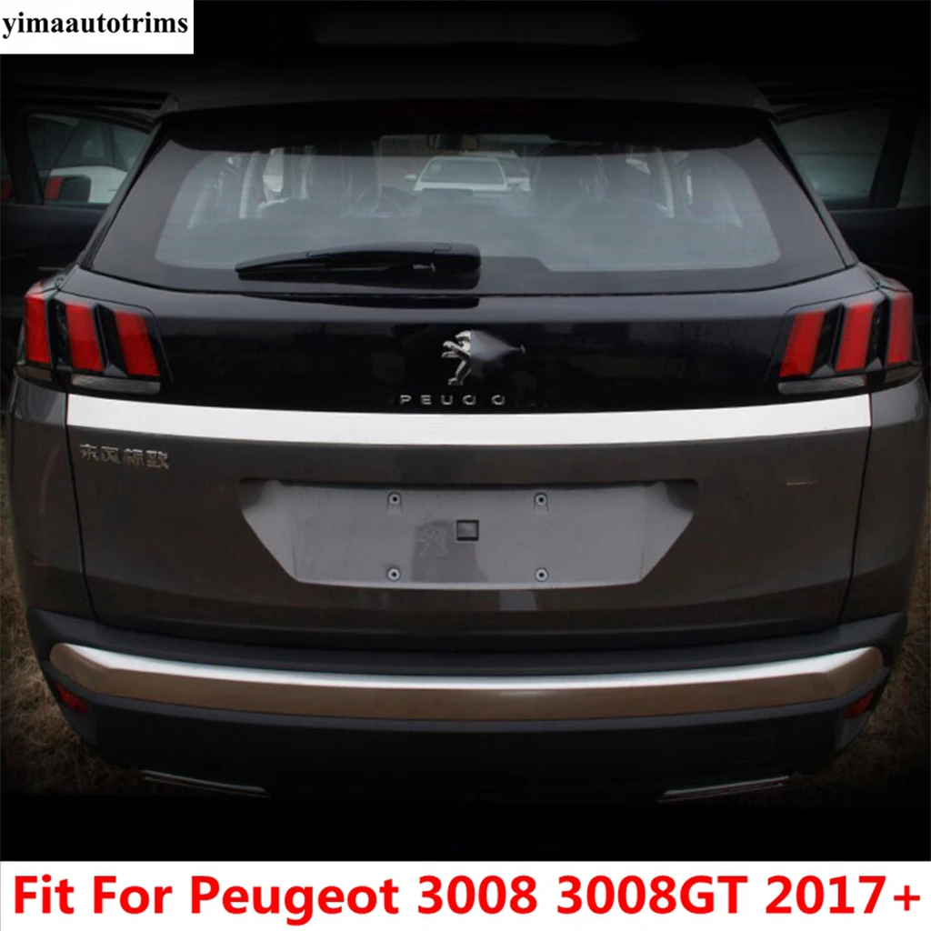 Rear Trunk Tailgate Door Molding Garnish Strip Decor Cover Trim For Peugeot 3008 3008GT 2017 - 2022  Stainless Steel Accessories
