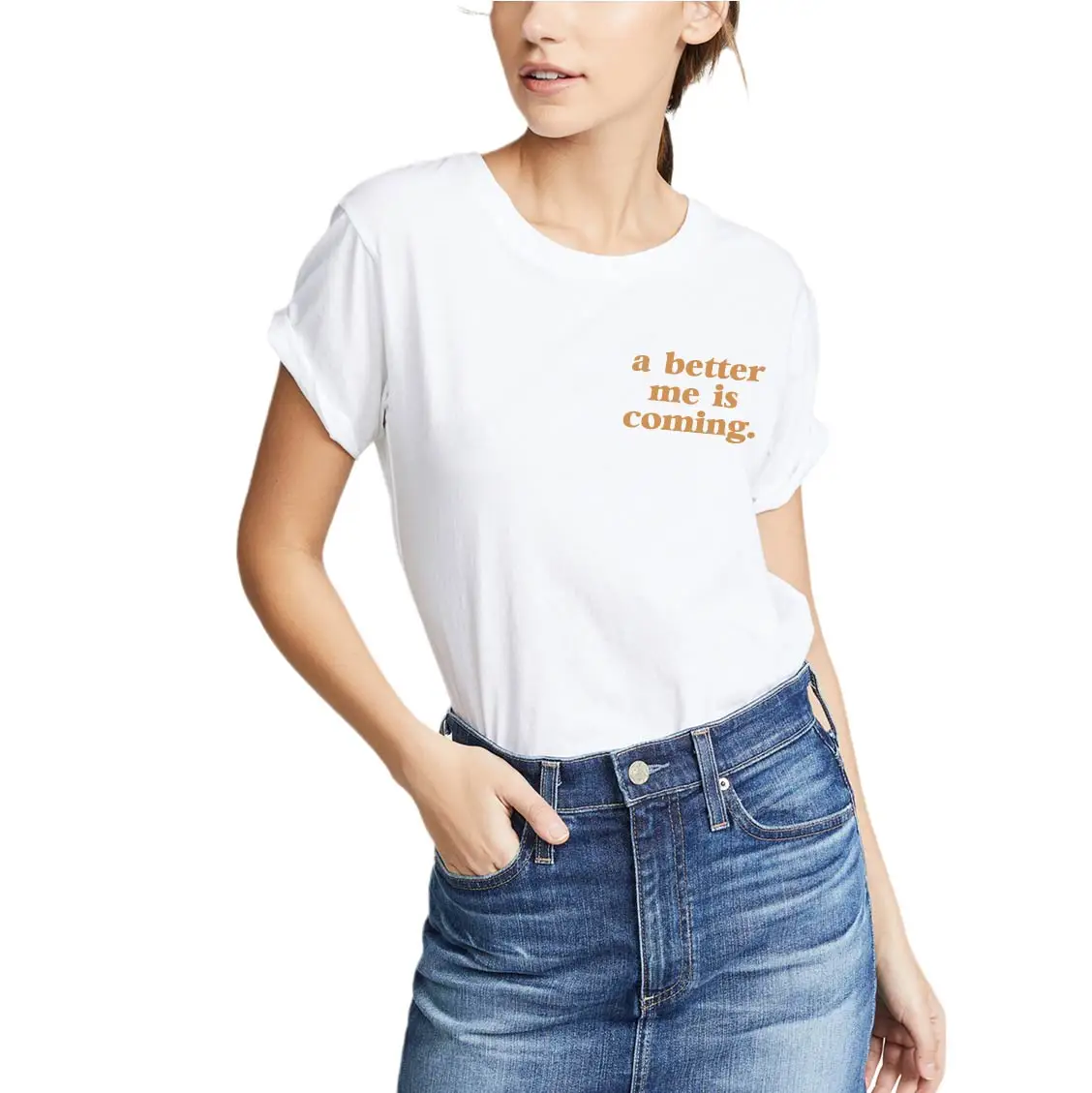 

A Better Me Is Coming Womens T SHIRT Basic Color Multicolor Casual Cotton T-Shirt With Crew Neck Summer Boutique Tops Tee