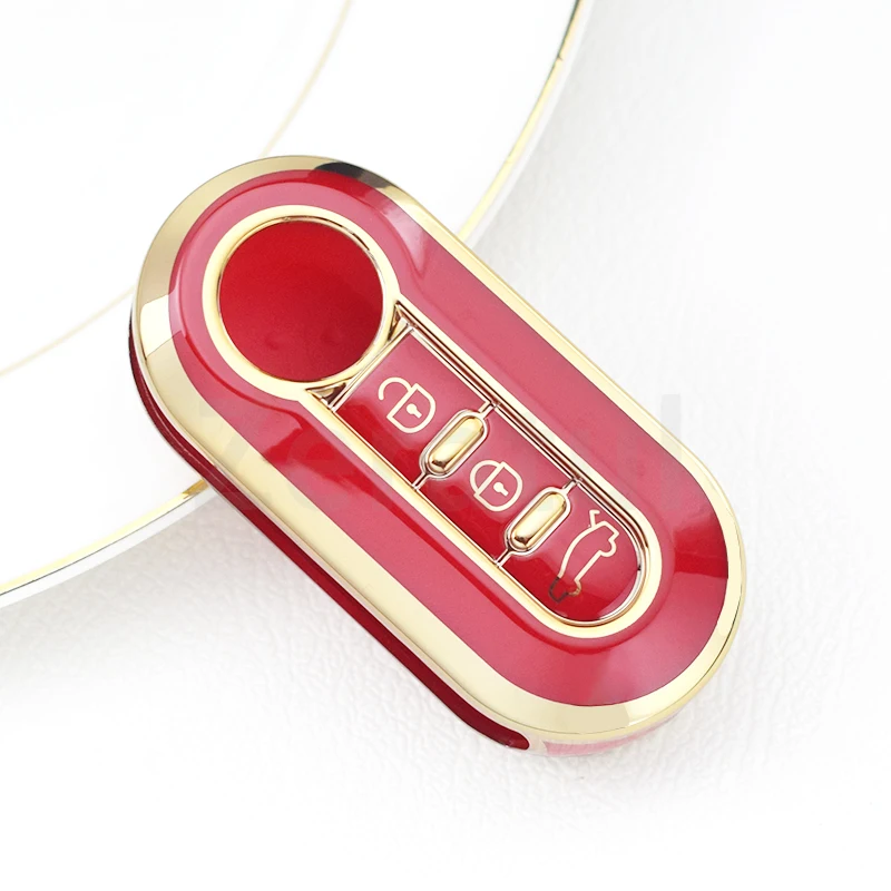 

Чехол-брелок из ТПУ с 3 кнопками и золотыми краями для Fiat Ducato 500 500L Panda Punto Grande Lancia Musa, автомобильный флип-ключ, аксессуары для крышки