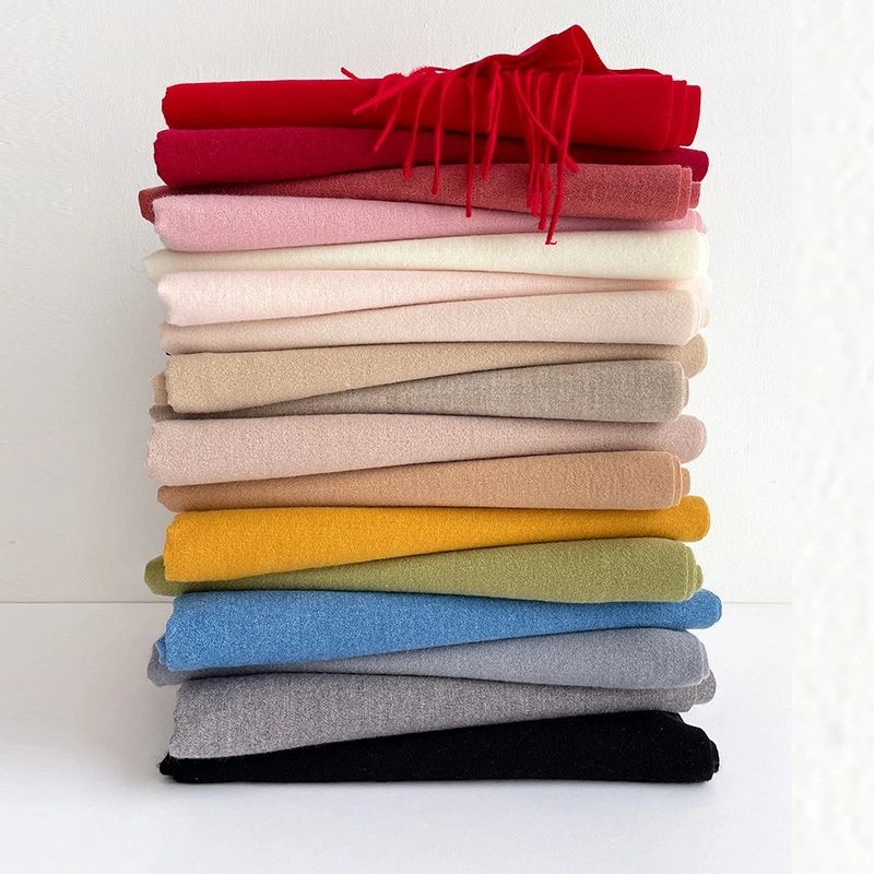 

2022 Winter Tassel Scarf Solid Thicker Women Wool Cashmere Scarves Neck Head Warm Pashmina Lady Shawls And Wraps Bandana