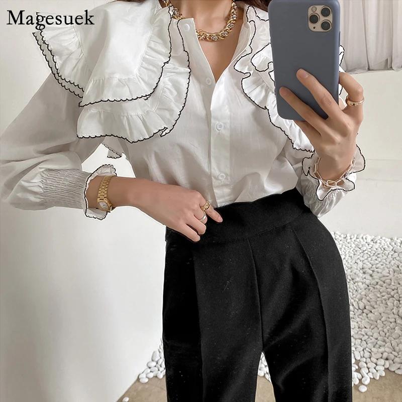 Блузка женская хлопковая с длинным рукавом на пуговицах | Женская одежда