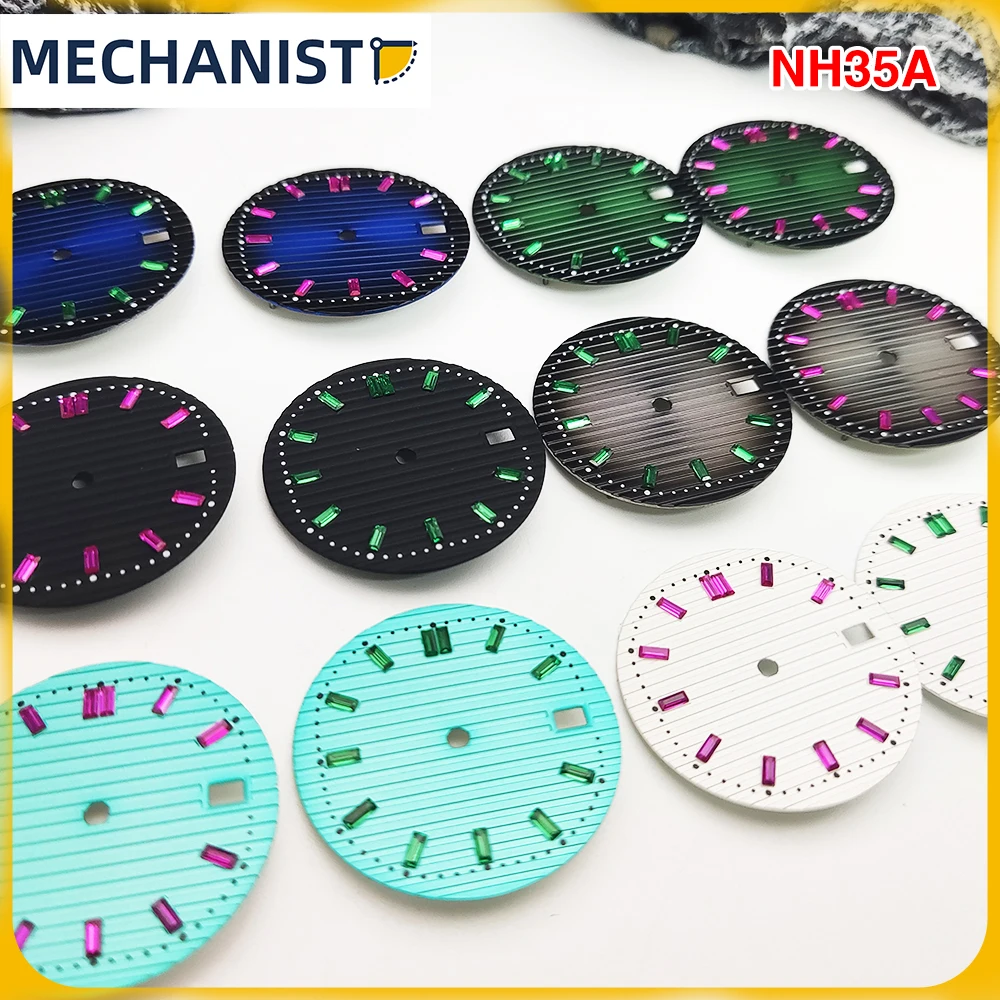 

Men's Watch Accessories 29.8mm Nautilus DialLatest Decoration Purple Green Crystal Aseptic Dial Fits the Japanese NH35 Caliber