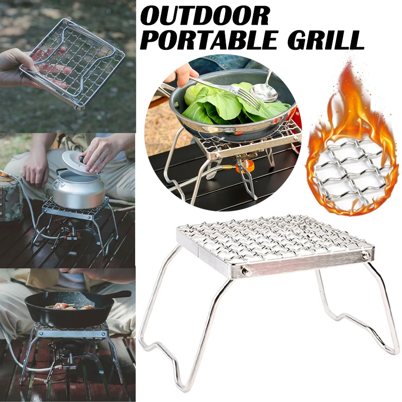 

Outdoor Mini Folding Grill Racks Stainless Steel Mesh Barbecue Grill Stand Picnic Camping Barbecue Cooking Tools BBQ Accessories