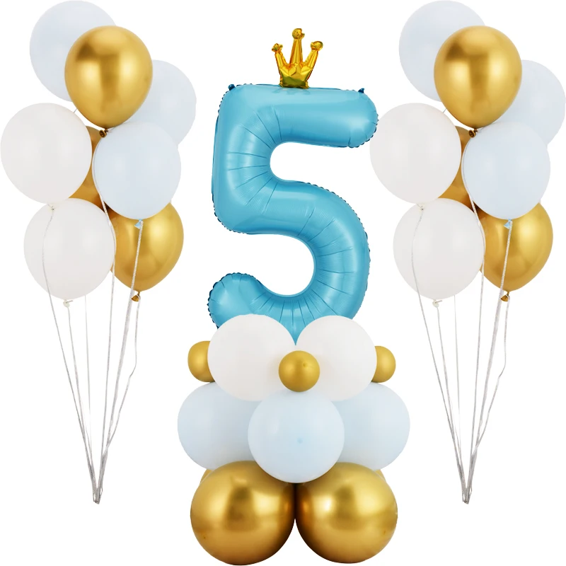 33 шт./компл. шары в виде короны голубые металлические украшения для 1-го дня