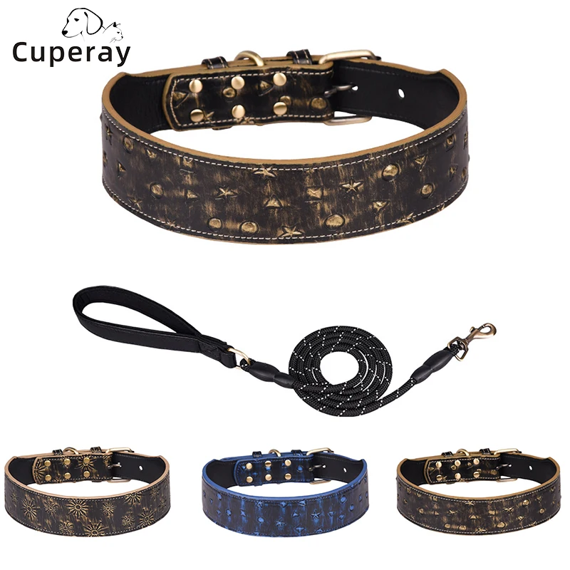 

Leather Dog Collar and Leash Set,Soft Waterproof Fabric Dog Collars Durable Adjustable Leather Pet Collars for Medium Large Dogs