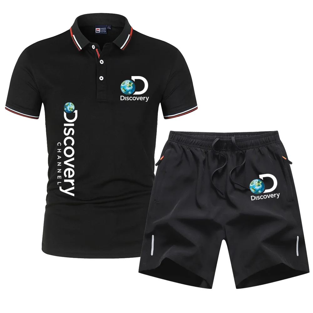 

Golf Tee Discovery Channel Men Polo Shirt T-shirt+Quick Dry Thin Shorts Set Summer Casual Breathable Tshirt Sport Tracksuit Suit