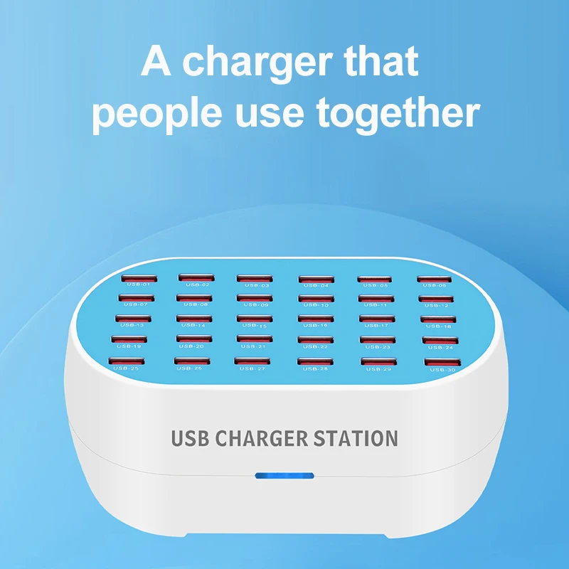 

160w 120w Charger UK Plug AU US EU Adapter HUB 30 24 18 12 USB Ports Dock Charger Station for Multiple Device With Cable Desktop