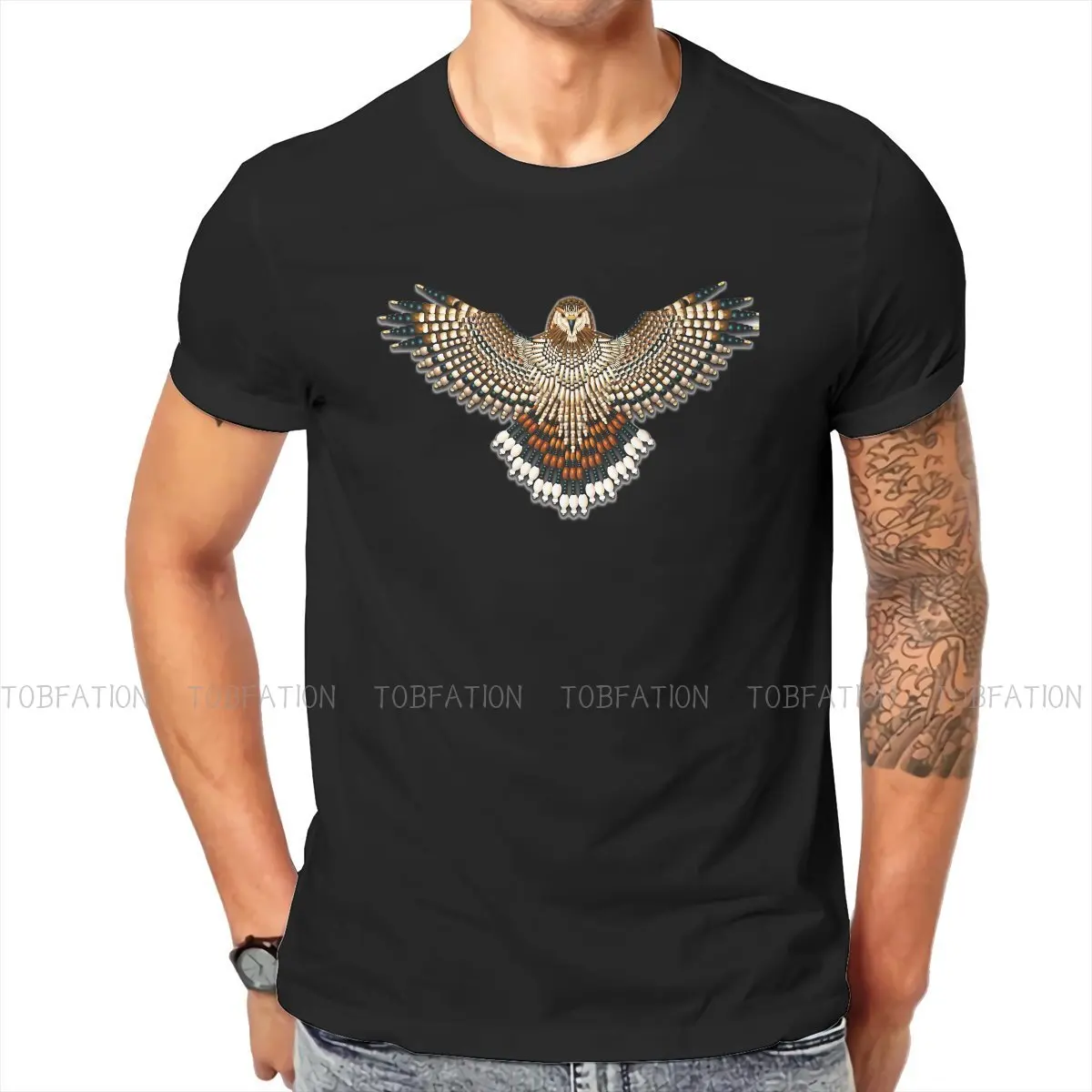 

Beadwork Red Tail O Neck TShirt Falconry Austringer Hawk Pure Cotton Basic T Shirt Men Clothes Individuality Plus Size Hot Sale