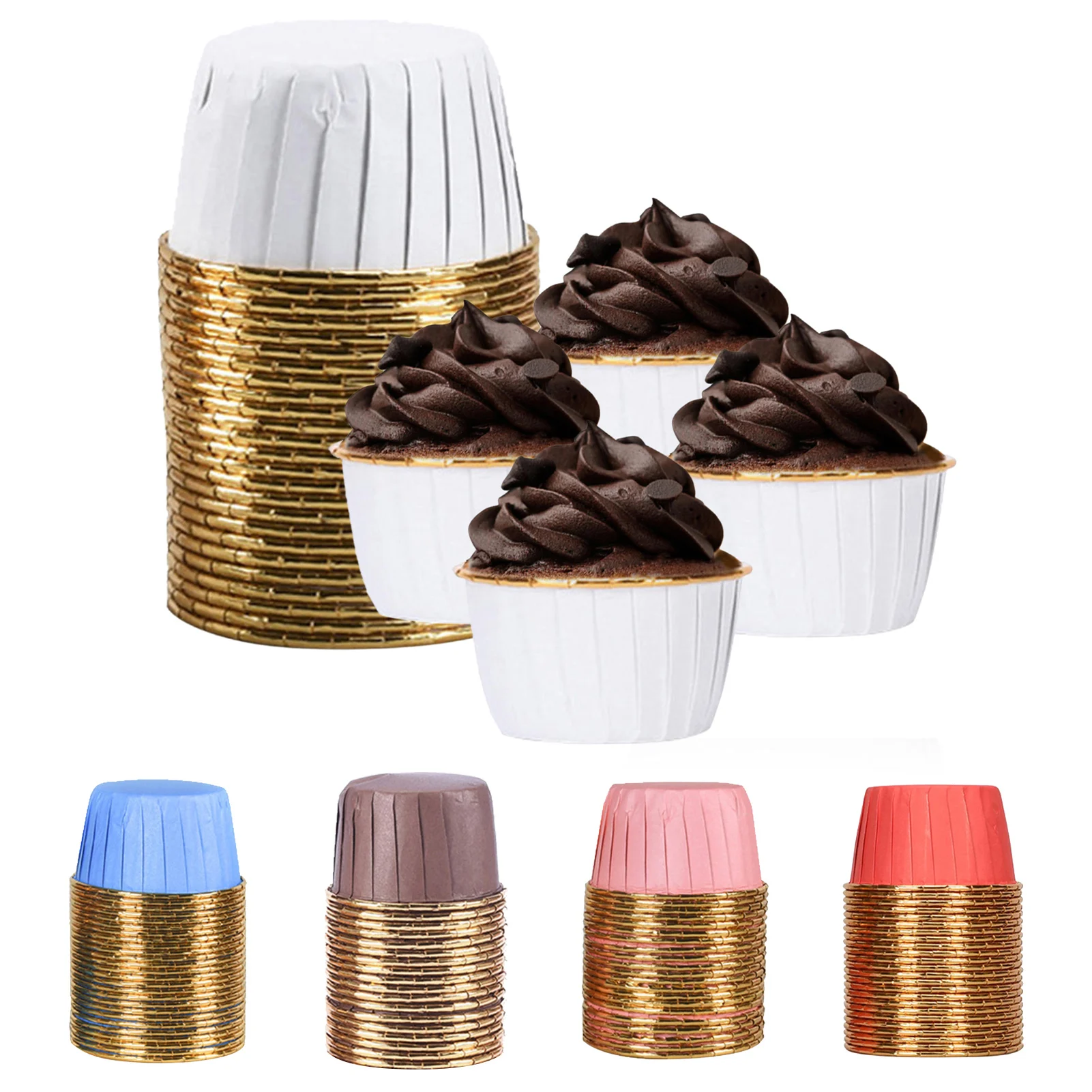 

Cupcake Liners 50Pcs Aluminum Foil Cupcake Wrappers For Dessert Baking Supplies Heat-resistant Muffin Liners Wedding Party Suppl