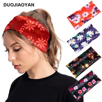 boho wide headband for women turban headwrap vintage elastic hairband bandana girls hair accessories scrunchies