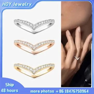 Элегантное женское кольцо из серебра 925 пробы с V-образным вырезом классический