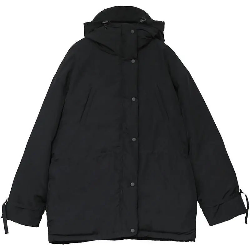 

Стеганая куртка с капюшоном для мужчин и женщин, толстая свободная одежда в Корейском стиле, с хлопковой подкладкой, парка с кулиской для хл...