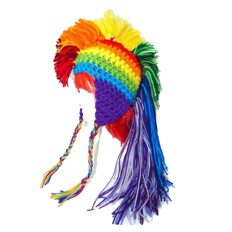 

Roman Knight Hat Novelty Hat Rainbow {} Halloween Funny Hat Knit Beanie Rainbow Striped Beanie Earflap Hooded
