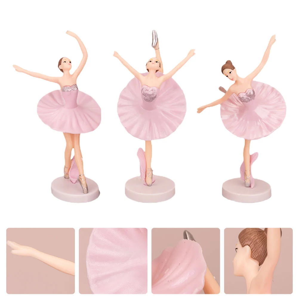 

3 Pcs Ballet Figures Dancer Cupcake Toppers PVC Plastic Toys Kids' Room Décor Girl Dolls Princess Ballerina Decorate