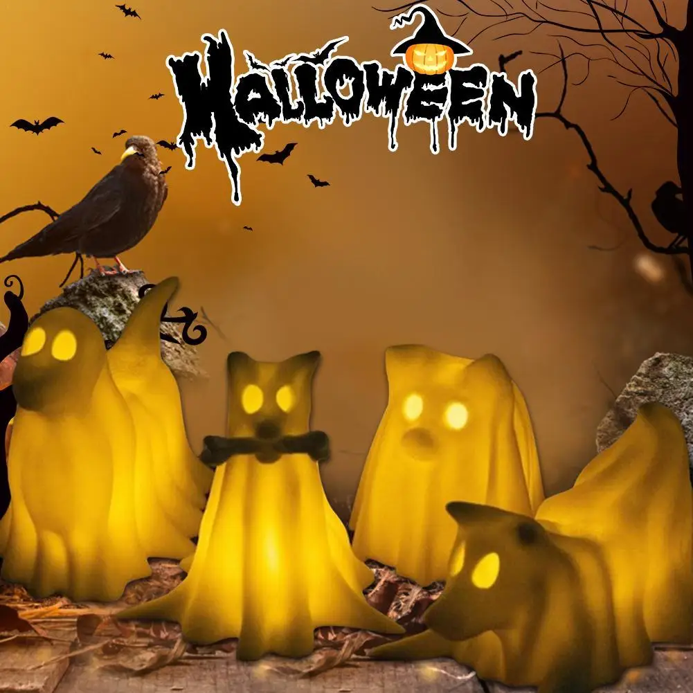 Светящийся призрак собака-призрак собаки с фонариками искусственное освещение