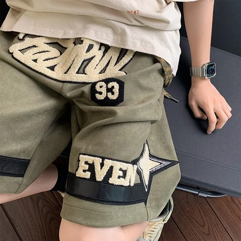 New Fashion Stars Towel Embroidery Baggy Men Short Pants Summer Y2K Clothes Streetwear Hip Hop Cotton Shorts Pantalon Homme