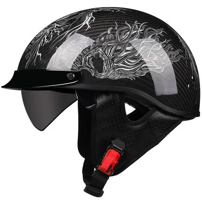 

Мотошлем в стиле ретро DOT, винтажный мотоциклетный шлем из углеродного волокна, немецкий Casco, в японском стиле, открытое половинное лицо