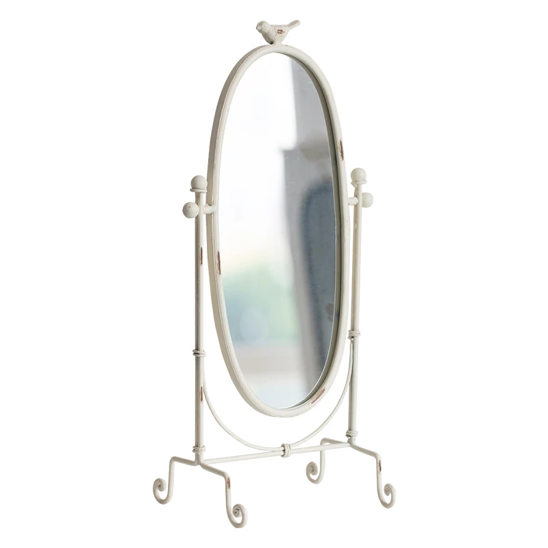 

Metal White French Makeup Tabletop Retro Oval Dresser Mirror
