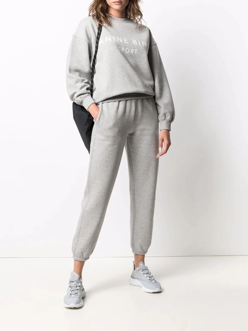 

Logo Letter Print Women Simple Sweatshirt Fleece Casual Cotton 2022 Early Autumn New Female Long Sleeve O-neck Pullover