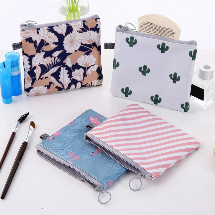 Women Lipstick Make Up Bags Cute Zipper Small Napkin Sanitary Pad Towel Pouches Storage Bags Cute Animal Printed Cosmetic Bag