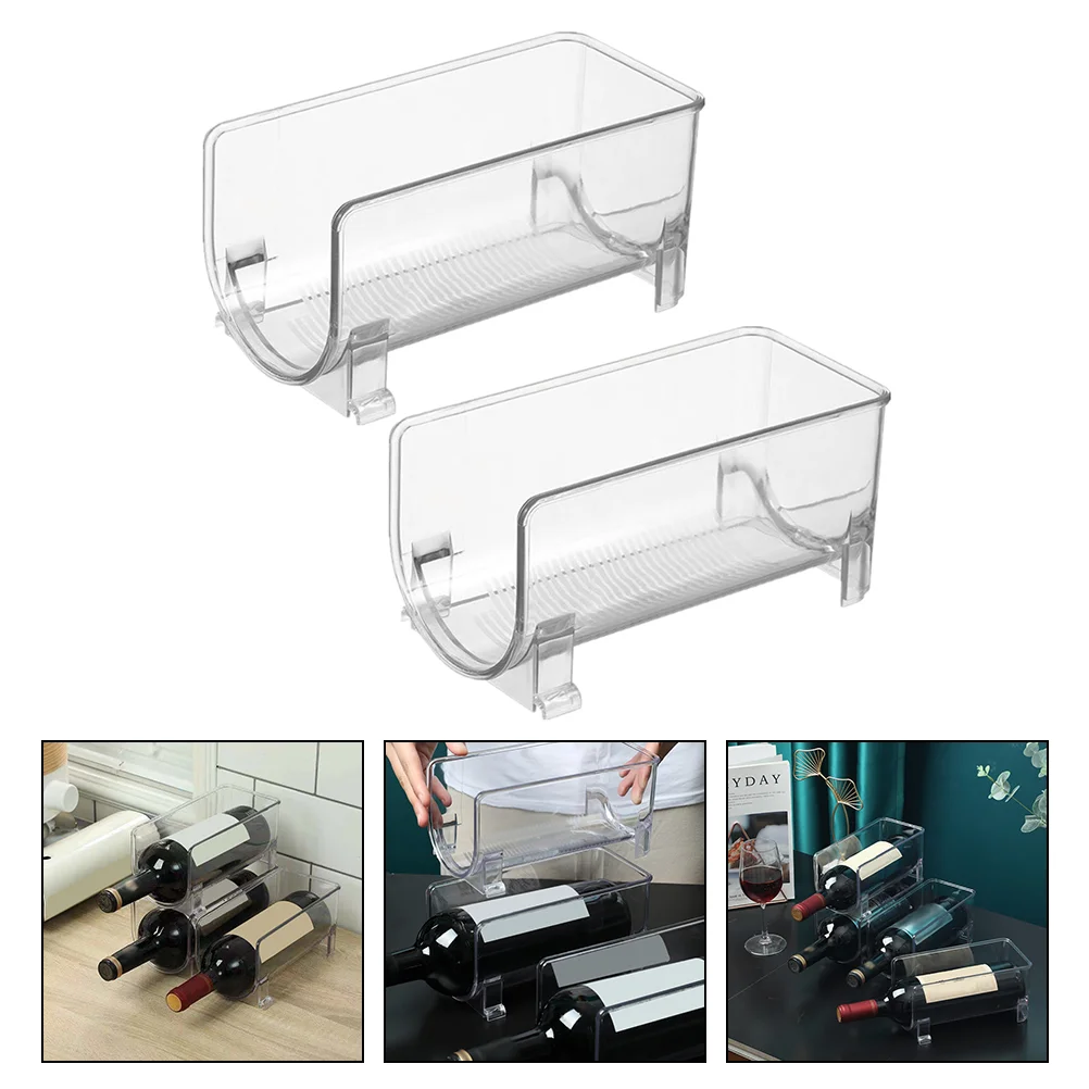

Rack Stackable Holder Bottle Champagne Storage Racks Shelf Fridgetabletop Bin Standing Free Tray Beer Freezers Organizer Can