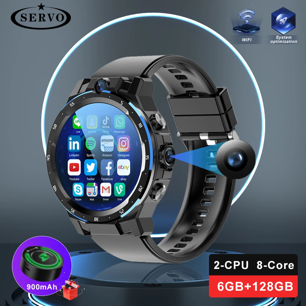 

2023 New 6GB 128GB 4G Smart Watch Men 1.43 Inch 8-Core Dual CPU Camera 900mAh Android 10 Full Network Sim Card GPS Smartwatch