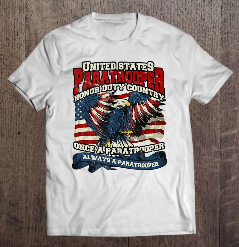 

Футболка мужская с парашютом из США, винтажная тенниска с надписью Honor Duty Country-Soldier, одежда для мужчин