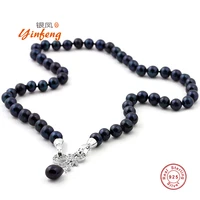 [MeiBaPJ] 43cm Black real natural pearl beads necklace with 925 sterling silver bow pendant Party Jewelry gift box