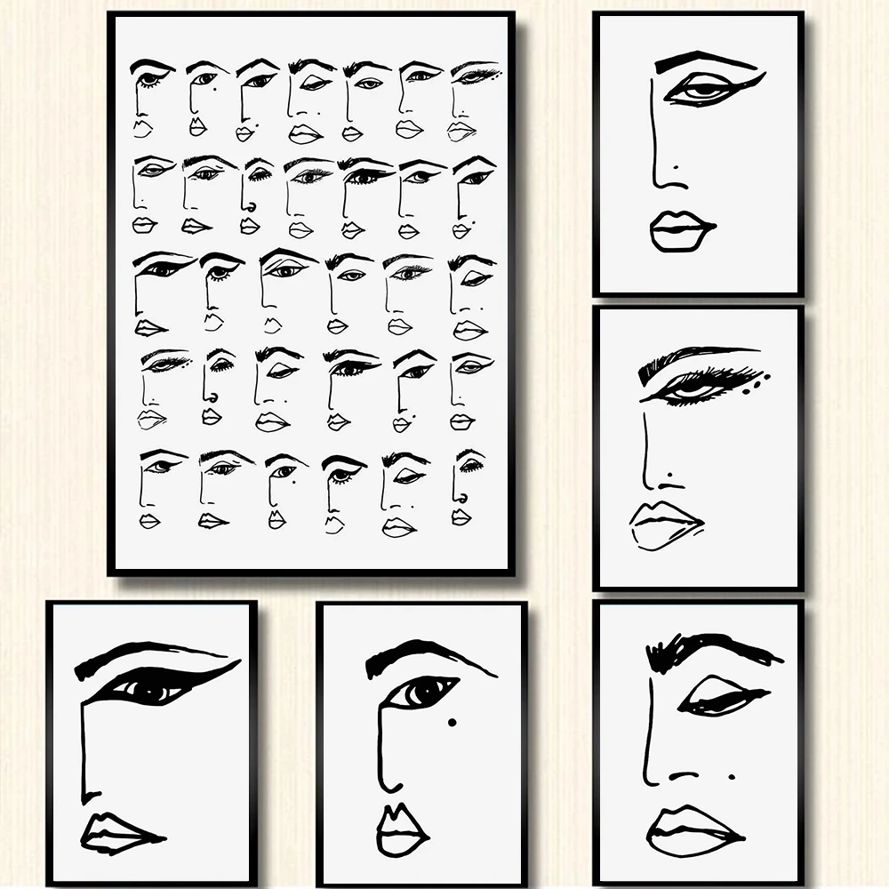 Модный эскизный постер All Face HD с принтом изображение лица иллюстрация красоты