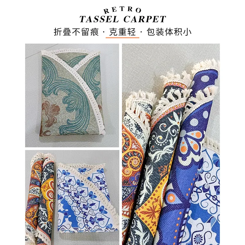 Нескользящий ковер в скандинавском ретро-стиле прикроватный круглый напольный