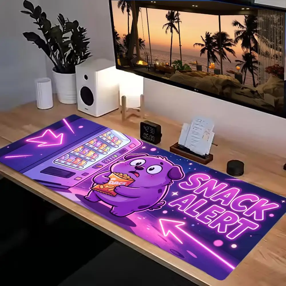 Фото Игровой коврик для мыши Pixel Purple Dog Neon Snack Design, из натурального каучука, нескользящий, большого размера, для ноутбука, настольного компьютера, спальни, игр и работы. №1