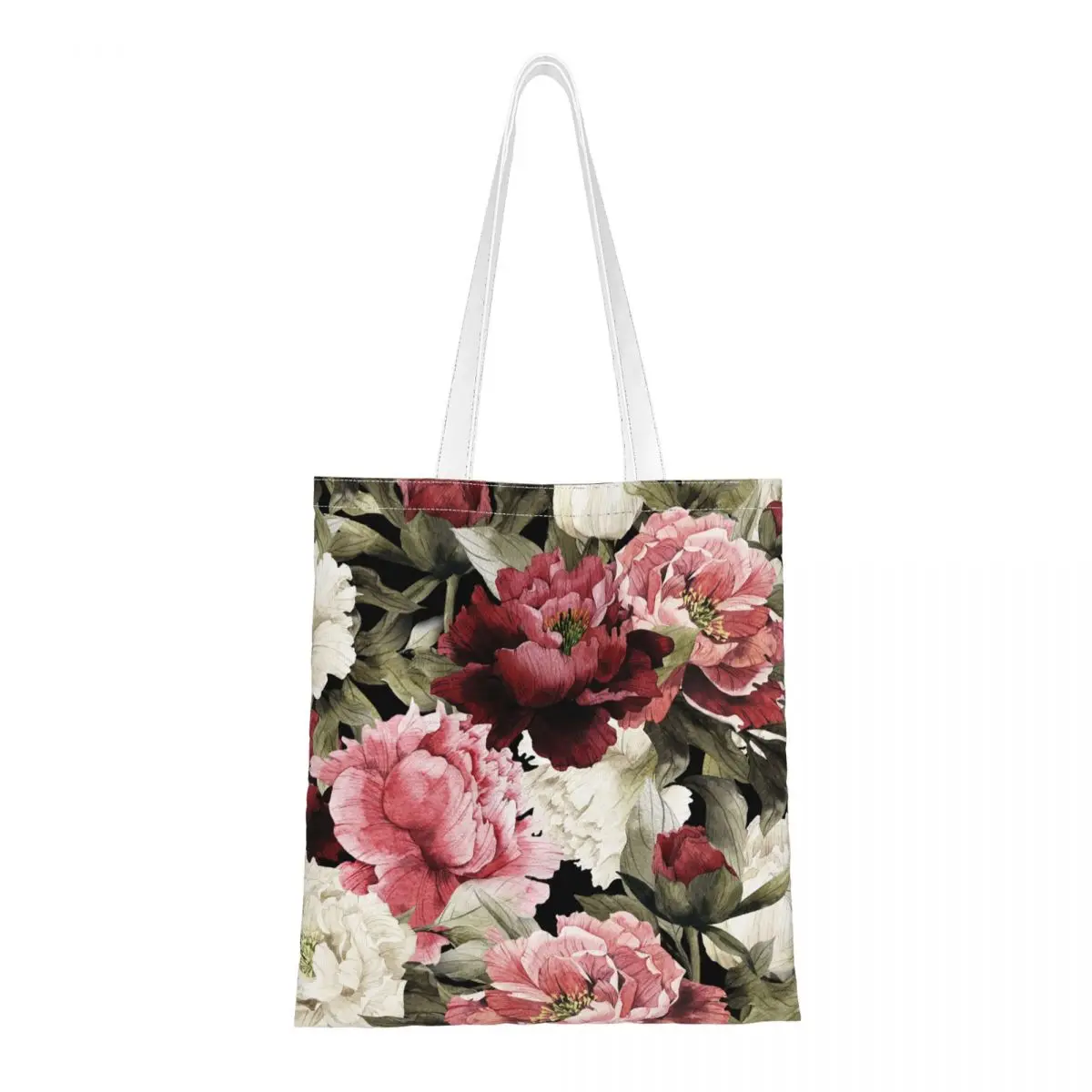 

Chinoiserie Canvas Shoulder Bag Female Shopping Bags Aesthetic Chinese Flower Large Capacity Shopping Tote Casual Shopper Bag