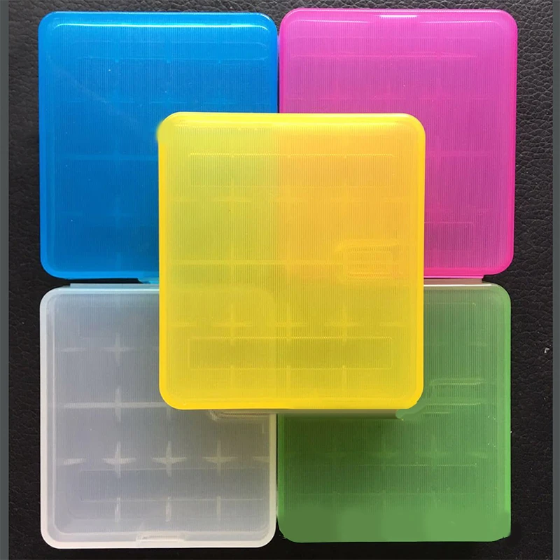 Colorful Plastic Battery Holder Case 4 AA AAA Hard Plastic Storage Box Cover For 14500 Battery Organizer Container Case