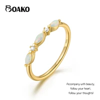 boako 925 sterling silver engagement ring luxury marquise spacer opal with diamonds rings for women wedding jewelry gift anillos