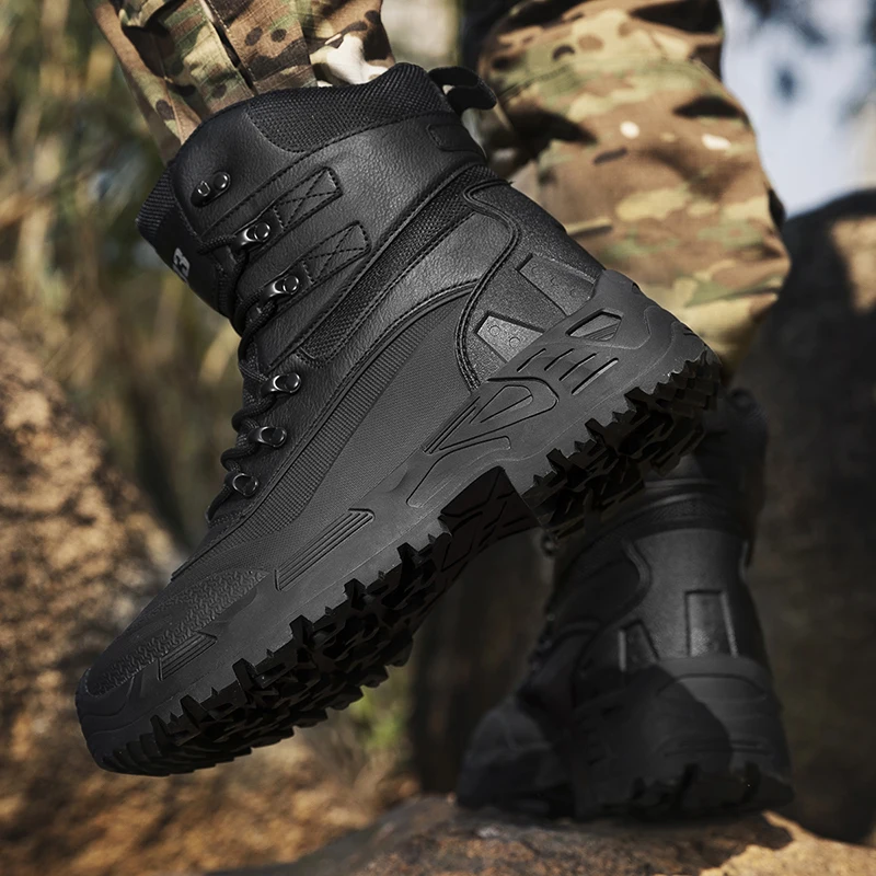 Men's Outdoor Military And Ankle Boots Tactical Combat Men's Boots Military Hunting Work Boots Men's Shoes Job Security Shoes