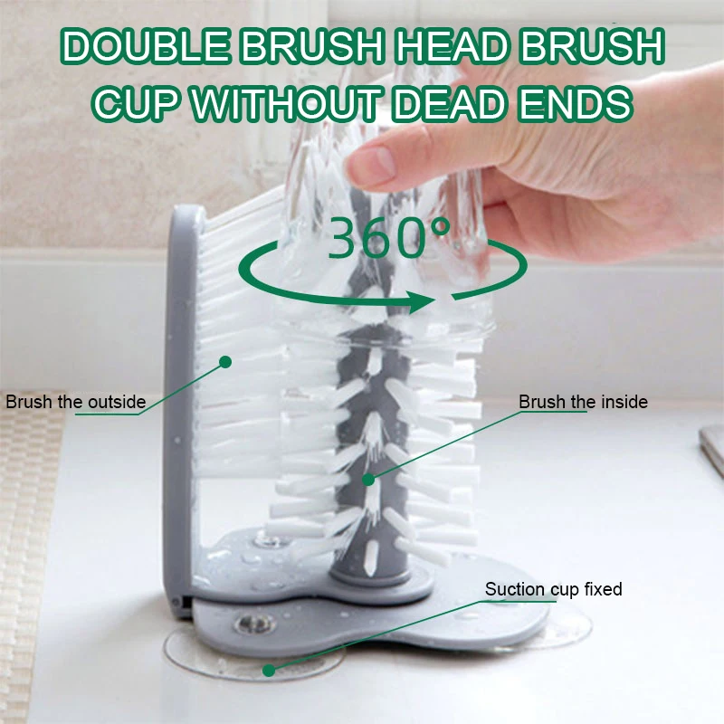 

2 In 1 Cleaning Brush Cup Scrubber Suction Wall Lazy Bottles Brush Glass Cleaner Thermos Washing Brush Kitchen Clean Accessories