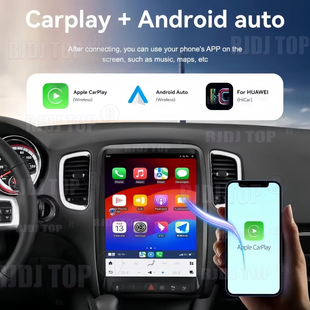 Фото 13,8-дюймовый автомобильный радиоприемник для Dodge Durango 2014–2016 Android Auto Wireless Carplay Мультимедиа большой HD GPS Navi сенсорный головное устройство BT №5