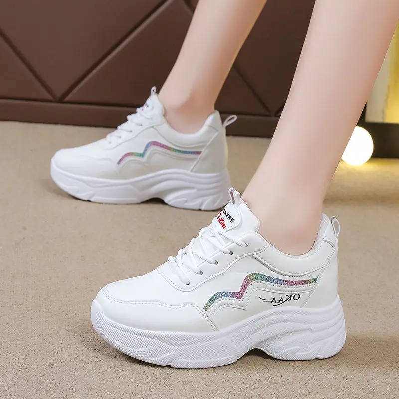 

2022 Women Causal Shoes New White Shoes for Women 5Cm Increase Thick-soled Vulcanize Shoes Platform Tenis
