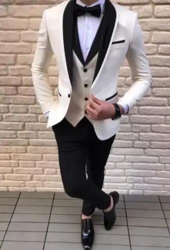 

Men Suits 3 Pieces Slim Fit Casual Business Groomsmen Grey Green champagne Lapel Tuxedos for Formal Wedding(Blazer+Pants+Vest)