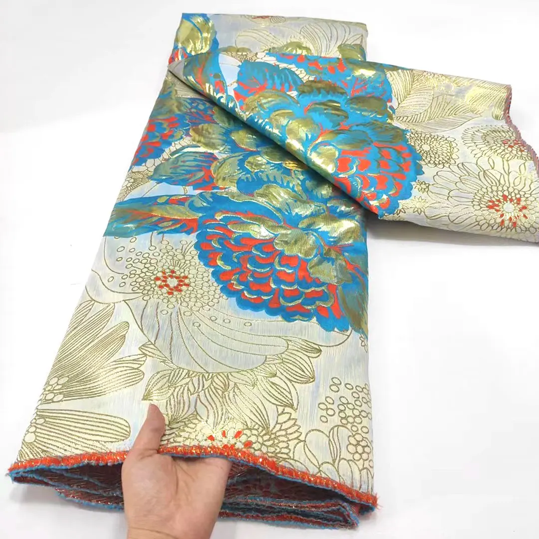 

2022 Newest Brocade Lace Fabrics Gilding African Jacquard Lace Fabric Nigerian Lace For Sewing Nigeria Lace Materials MH5302