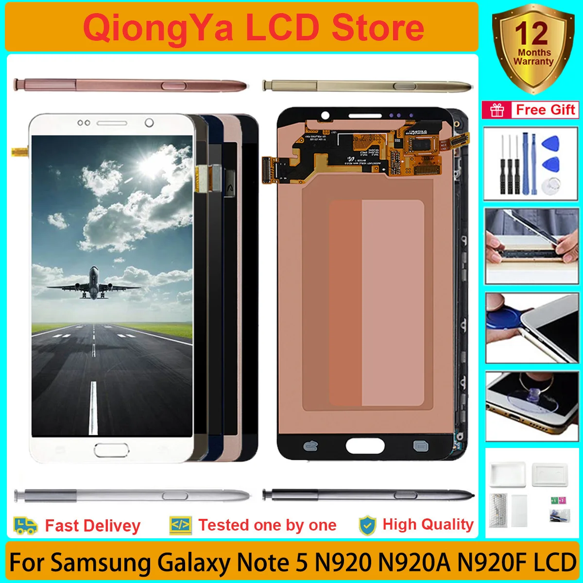 Оригинальный 5,7 'протестированный n920 дисплей для Samsung Galaxy Note 5 N920 SM-N920F N920A N920C ЖК-дисплей с сенсорным экраном дигитайзер в сборе