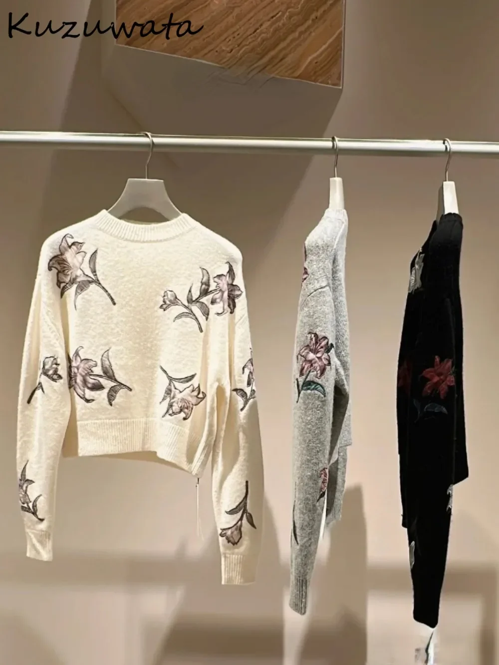 Новинка модный джемпер Kuzuwata с круглым вырезом и длинными рукавами элегантные