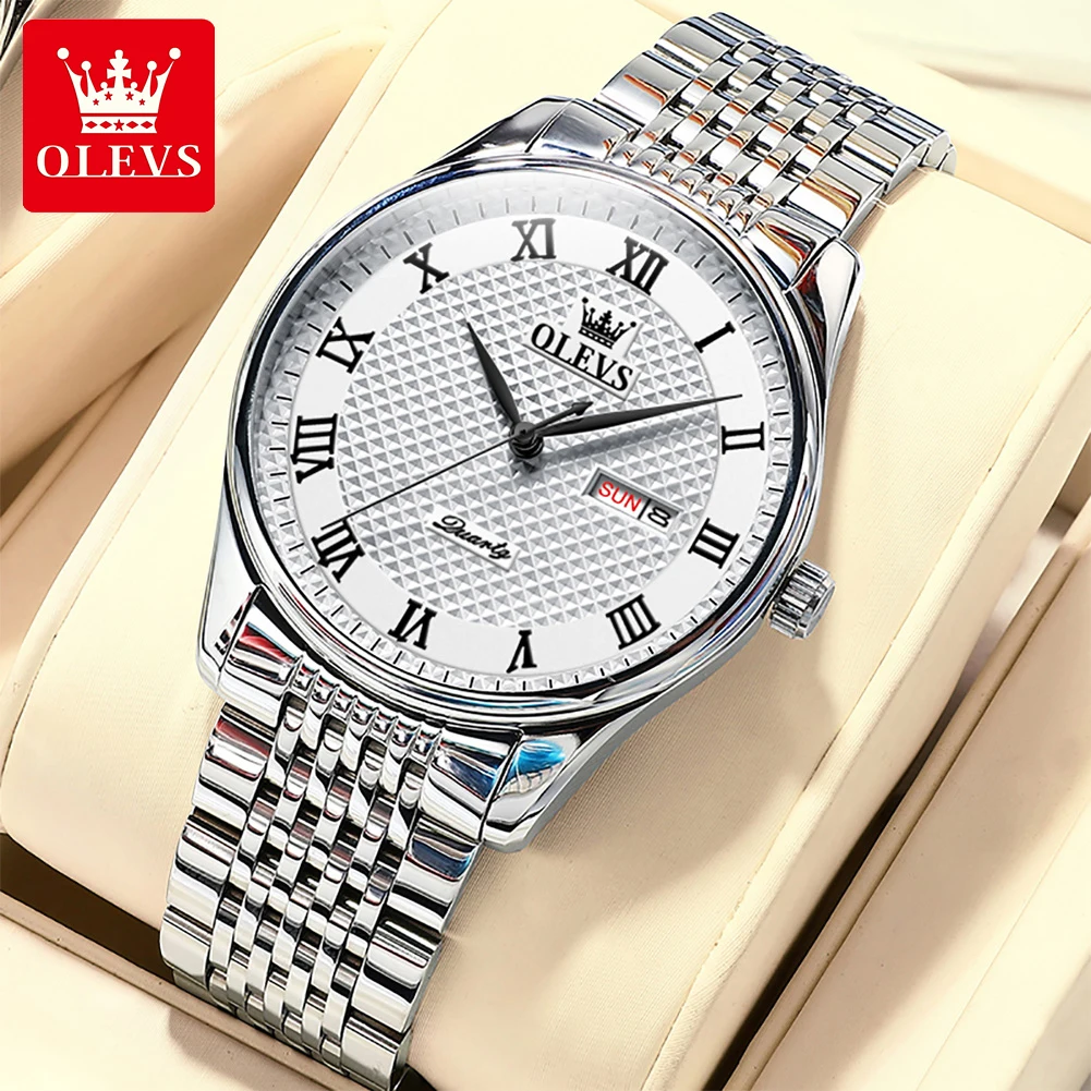 

OLEVS Business Men Watches 2022 Luxury Charming Waterproof Stainless Steel Quartz Wrist Watch for Men Roman Dial Montre Homme